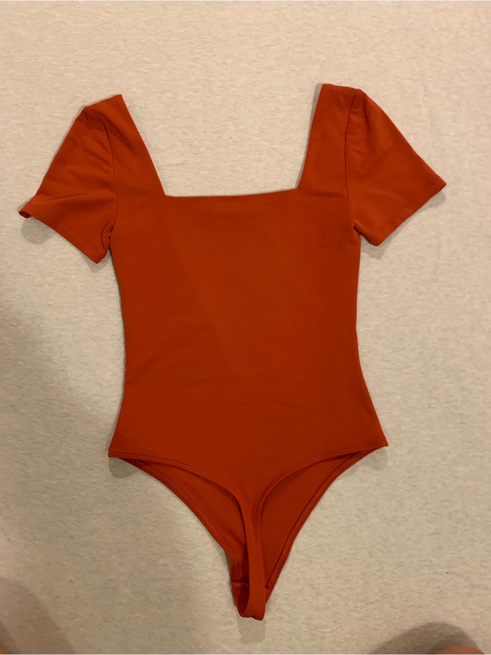 Babaton Rust Orange Square Neck Contour Bodysuit S